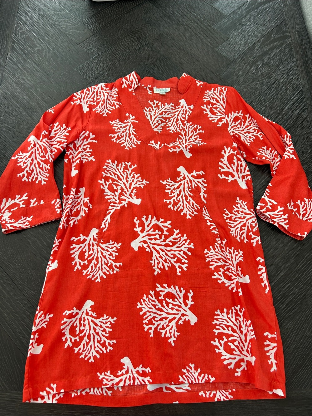 Escapada Beach Coverup with White Coral Print